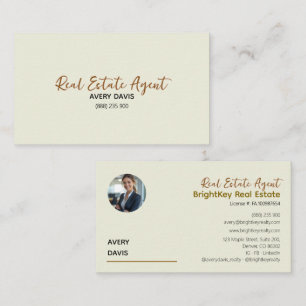 Elegant Cream & Script Real Estate Agent Business Card