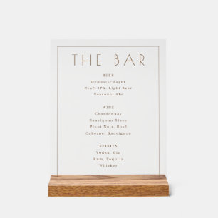 Elegant Cream Serif Bar Menu Sign