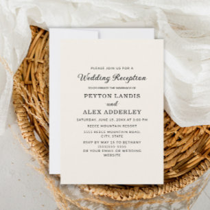 Elegant Cream Simple Modern Wedding Reception Invitation