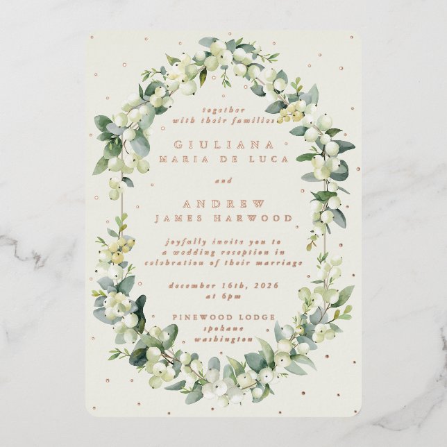 Elegant Cream Snowberry+Eucalyptus Reception Only (Front)