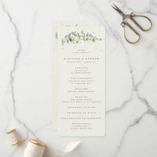 Elegant Cream Snowberry+Eucalyptus Stem Wedding Program