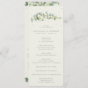 Elegant Cream Snowberry+Eucalyptus Stem Wedding Program