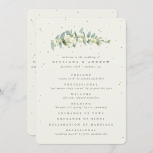 Elegant Cream Snowberry+Eucalyptus Stem Wedding Program