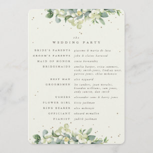 Elegant Cream Snowberry+Eucalyptus Winter Wedding Program