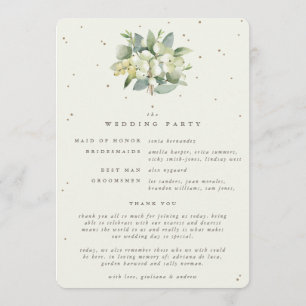 Elegant Cream Snowberry+Eucalyptus Winter Wedding Program