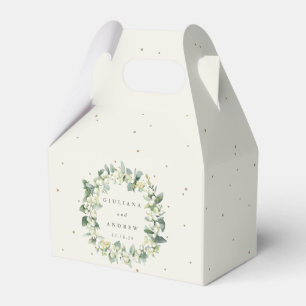 Elegant Cream Snowberry+Eucalyptus Wreath Wedding Favour Box