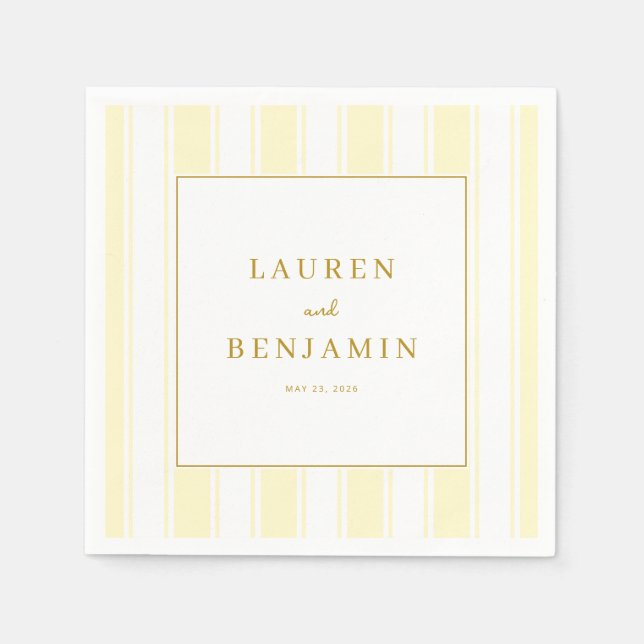 Elegant Cream Striped Minimalist Napkin (Front)