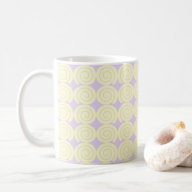  Elegant Cream Swirl Pattern Coffee Mug (With Donut)