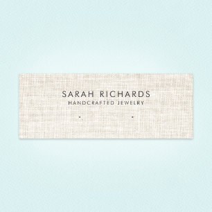 Elegant Cream Tan Linen Look Earring Display Mini Business Card