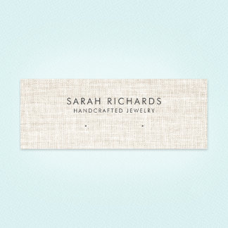Elegant Cream Tan Linen Look Earring Display Mini Business Card