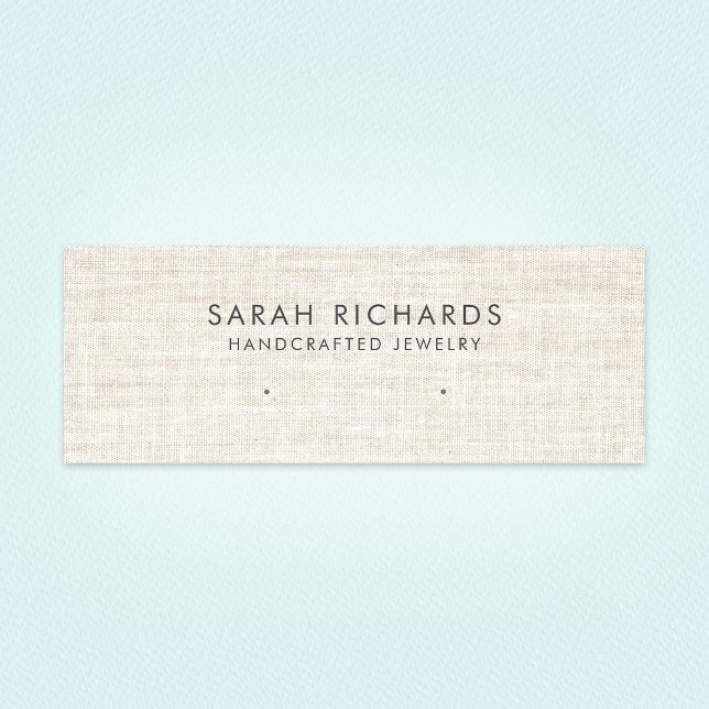 Elegant Cream Tan Linen Look Earring Display Mini Business Card (Creator Uploaded)