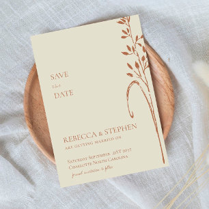 Elegant cream & terracotta boho save the date invitation