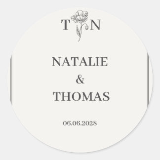 Elegant Cream Wedding Classic Round Sticker