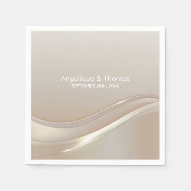 Elegant Cream Wedding Napkin (Front)