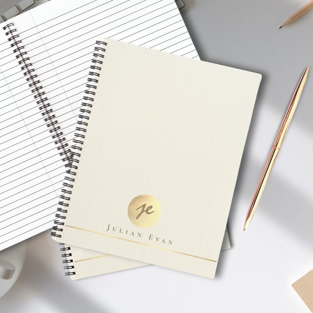 Elegant Creamy Gold Monogram Executive Spiral Notebook (Elegant Creamy Gold Monogram Executive Spiral Notebook)