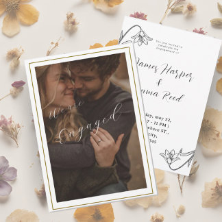 elegant creamy modern photo floral invitation