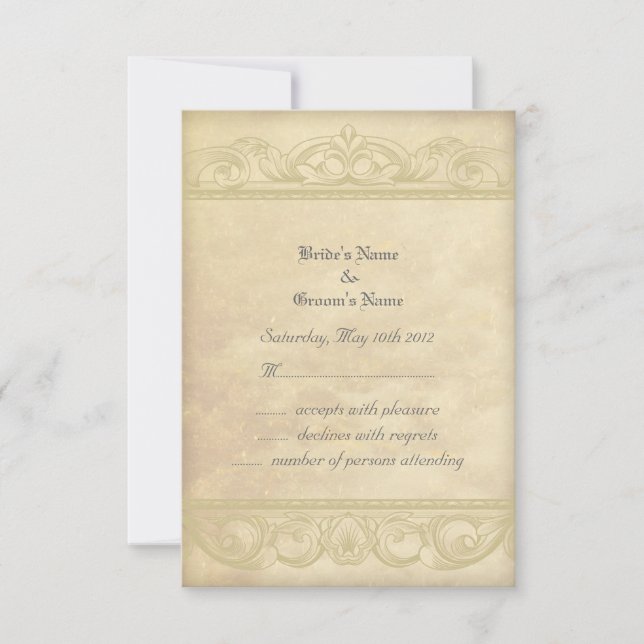 Elegant Creamy Parchment Matching RSVP Notes (Front)