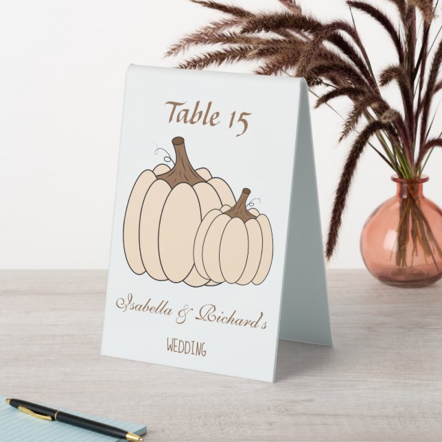 Elegant Creamy Pumpkins Fall Wedding Table Sign (In SItu (Table))