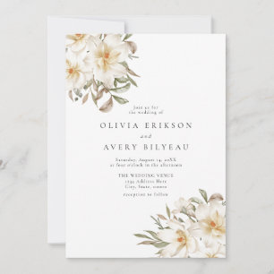 Elegant Creamy White Watercolor Floral Wedding Invitation