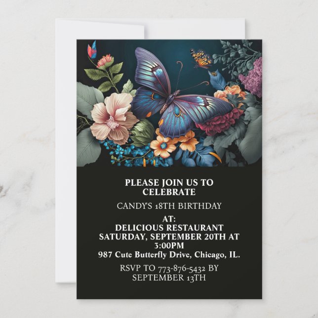 Elegant Creative Butterfly Art Birthday Party Invitation (Front)