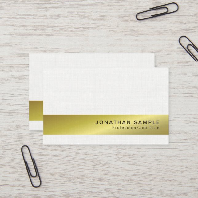 Elegant Creative Gold Look Premium Linen Luxury Business Card (Front/Back In Situ)