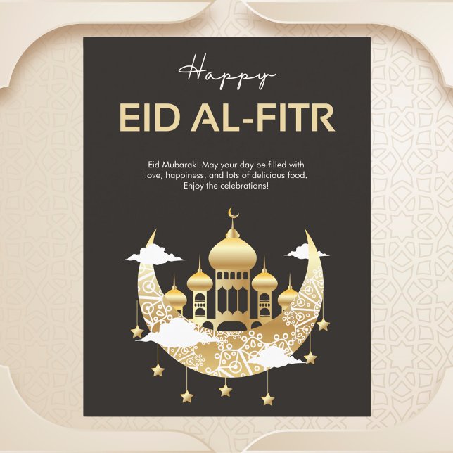 Elegant Crescent and Mosque Eid al-Fitr Postcard (Creator Uploaded)
