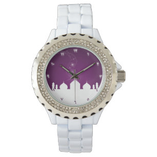 Elegant Crescent Moon & Mosque Silhouette Watch