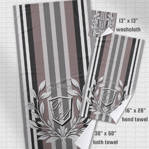 Elegant Crest Earth Tones Brown Savannah Stripes  Bath Towel Set