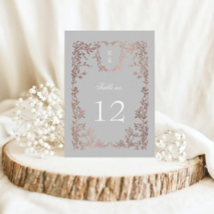 Elegant Crest Floral Wedding Table Number