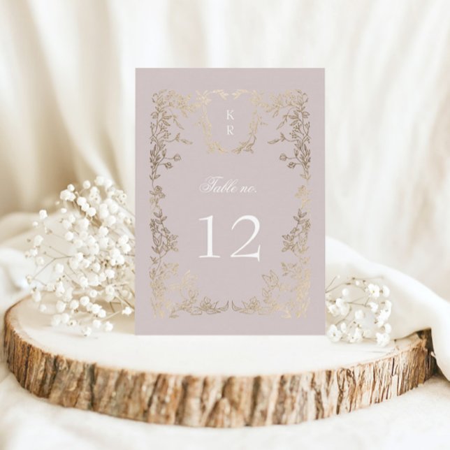 Elegant Crest Floral Wedding Table Number (Creator Uploaded)