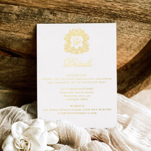 Elegant Crest Monogram Wedding Details Card
