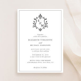 Elegant Crest Monogram Wedding Invitation