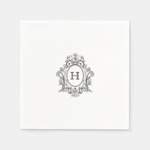 Elegant Crest Monogram Wedding Napkin