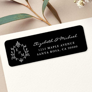 Elegant Crest Monogram Wedding Return Address Label