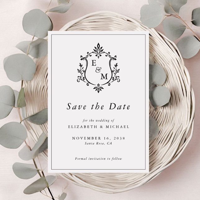 Elegant Crest Monogram Wedding Save The Date (Elegant Crest Monogram Wedding Save The Date)