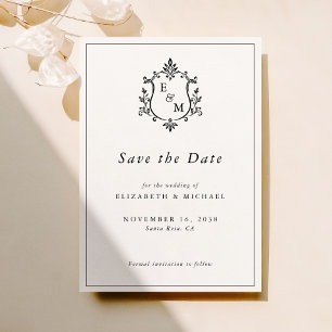Elegant Crest Monogram Wedding Save The Date