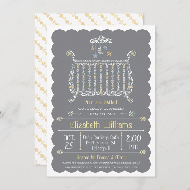 Elegant Crib — Baby Shower Invitation (Front/Back)