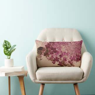 Elegant Crimson and Brown Limelight Hydrangea Lumbar Cushion