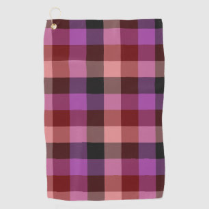 Elegant crimson and plum plaid seamless pattern golf towel