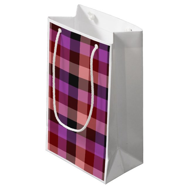 Elegant crimson and plum plaid seamless pattern  small gift bag (Front Angled)
