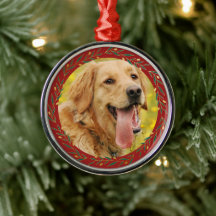 Elegant Crimson Gold Wreath Dog Photo 
