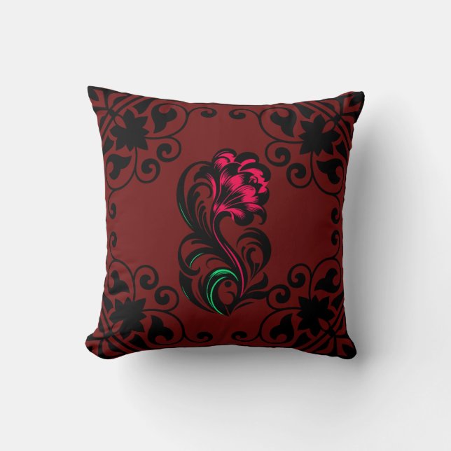 Elegant Crimson Paisley Custom Soft Cushion (Front)