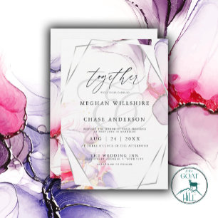 Elegant Crimson Pink and Lilac Fluid Ink Invitation