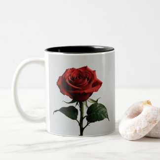 Elegant Crimson Rose Two-Tone Coffee Mug