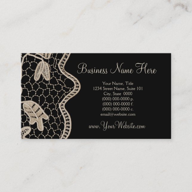 Elegant Crochet Lace - Handmade Business Card (Front)