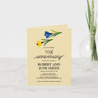 Elegant crocus flower 50th wedding anniversary invitation