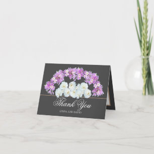 Elegant Crocus Garland & White Roses Thank You Card