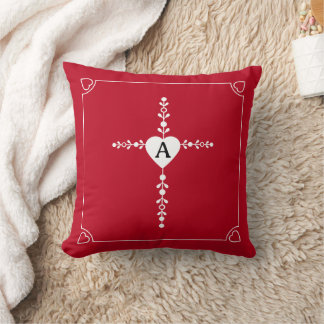 Elegant Cross and Heart God's Love Red and White Cushion