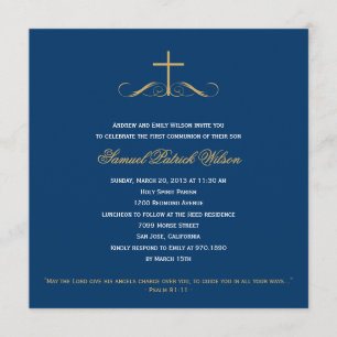 Elegant Cross Baptism/Christening/First Communion Invitation