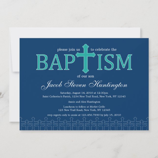 Elegant Cross Baptism Invitation (Front)